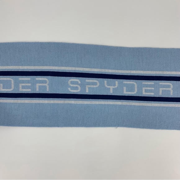 Spyder NWT Frost Blue Jacquard Logo Scarf with PomPoms, One Size - Picture 9 of 16